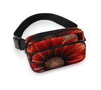 Fashionable Large-Capacity Twill Red Sunflower Printed Waist Bag, A Must-Have Item for Hands-Free Travel