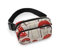 Fashionable Large-Capacity Twill Red White Mushroom Printed Waist Bag, A Must-Have Item for Hands-Free Travel