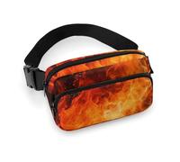 Fashionable Large-Capacity Twill Roaring Flame Printed Waist Bag, A Must-Have Item for Hands-Free Travel
