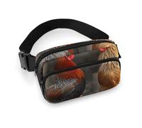 Fashionable Large-Capacity Twill Rooster and Chicken Printed Waist Bag, A Must-Have Item for Hands-Free Travel