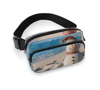 Fashionable Large-Capacity Twill Sand Snowman on Beach Printed Waist Bag, A Must-Have Item for Hands-Free Travel