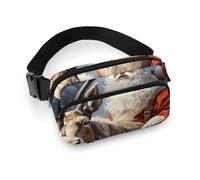 Fashionable Large-Capacity Twill Santa Claus and Deer Elk Printed Waist Bag, A Must-Have Item for Hands-Free Travel