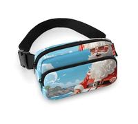 Fashionable Large-Capacity Twill Santa Claus at Beach Printed Waist Bag, A Must-Have Item for Hands-Free Travel