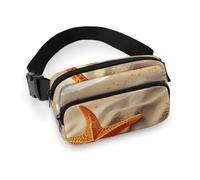 Fashionable Large-Capacity Twill Sea Beach Starfish Printed Waist Bag, A Must-Have Item for Hands-Free Travel