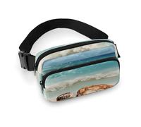 Fashionable Large-Capacity Twill Sea Turtle Starfish1 Printed Waist Bag, A Must-Have Item for Hands-Free Travel