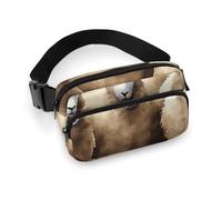 Fashionable Large-Capacity Twill Sheeps Watercolor Printed Waist Bag, A Must-Have Item for Hands-Free Travel