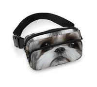 Fashionable Large-Capacity Twill Shih Tzu Dog Printed Waist Bag, A Must-Have Item for Hands-Free Travel