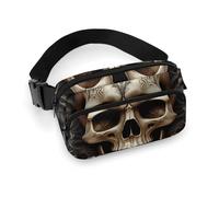 Fashionable Large-Capacity Twill Skulls Printed Waist Bag, A Must-Have Item for Hands-Free Travel