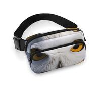 Fashionable Large-Capacity Twill Snowy Owl Eyes Printed Waist Bag, A Must-Have Item for Hands-Free Travel