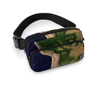 Fashionable Large-Capacity Twill South America Satellite Image Printed Waist Bag, A Must-Have Item for Hands-Free Travel