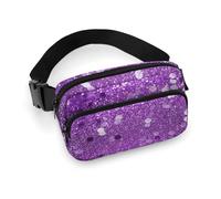 Fashionable Large-Capacity Twill Sparkling Purple Glitter Printed Waist Bag, A Must-Have Item for Hands-Free Travel