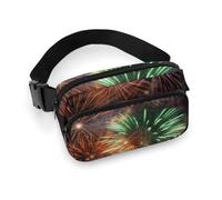 Fashionable Large-Capacity Twill Splendid Fireworks Printed Waist Bag, A Must-Have Item for Hands-Free Travel