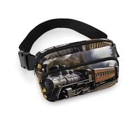 Fashionable Large-Capacity Twill Steam Locomotive Train Printed Waist Bag, A Must-Have Item for Hands-Free Travel