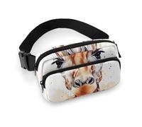 Fashionable Large-Capacity Twill Stylish Animal Watercolor Giraffe Printed Waist Bag, A Must-Have Item for Hands-Free Travel