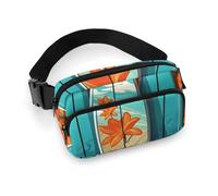 Fashionable Large-Capacity Twill Surfboard on Wooden Printed Waist Bag, A Must-Have Item for Hands-Free Travel