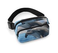 Fashionable Large-Capacity Twill Two Dolphins Printed Waist Bag, A Must-Have Item for Hands-Free Travel