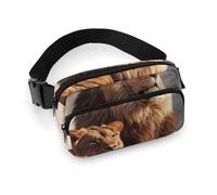 Fashionable Large-Capacity Twill Two Lions Printed Waist Bag, A Must-Have Item for Hands-Free Travel