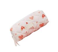 Fashionable Large Compartment Makeup Bag Quilted Cotton Sweet Heart Pattern Beauty Storage Case for Daily Use and Travel Stylish Beauty Organizers