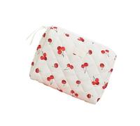 Fashionable Large Compartment Makeup Bag Quilted Cotton Sweet Heart Pattern Beauty Storage Case for Daily Use and Travel Makeup Organizers
