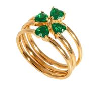 Fashionable Layering Rings Featuring Heart and Clovers Motifs Delicate Charm Finger Perfect for Gift Giving Elegant Stainless Steel Heart and Four Leaves Clovers Stackable Delicate Charm