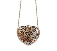 Fashionable Leopards Heart Shape Evening Purse with Removable Chain Shoulder Bag for Elegant Weddings and Parties