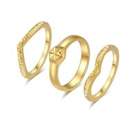Fashionable Light Luxury Three Piece Combination Stacked Titanium Steel Ring Ring, Ladies' Elegant Hand Jewelry