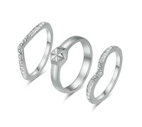 Fashionable Light Luxury Three Piece Combination Stacked Titanium Steel Ring Ring, Ladies' Elegant Hand Jewelry