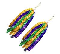Fashionable Long Fringe Earrings Multiple Colors Carnivals Earrings Accessory Great for Festivals and Night Out Festival Fringe Music Festival Accessories Trendy Statement