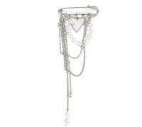 Fashionable Love Theme Brooch with Intricate Chain Detailing and Movable Tassels Embellishments Alloy Heart Lapel Pin