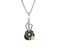Fashionable Maple Leaf Compass Guitar Pendant Necklace Personalized Simple Hip Hop Unisex Jewelry Gift