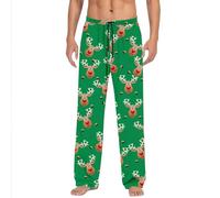 Fashionable men's pyjamas with festive Christmas print, practical pockets for cosy hours in a relaxed atmosphere at home or on the go, ideal leisure wear, Green, L