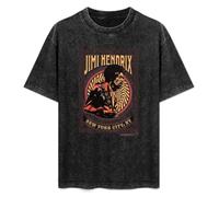 Fashionable Men's Retro T-Shirt Jimi Hendrix Years Day NYC 1970 Art Deco Guitar Pink Cotton T-Shirt Black XL