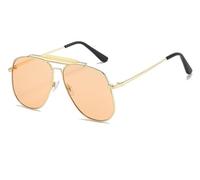 Fashionable Metal Frame Men's And Women's Sunglasses Outdoor Commuting Sports Vacation Photo Shoot Sun Glasses(Orange)