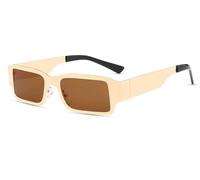 Fashionable Metal Square Small Frame Sunglasses Men And Women Outdoor Commuting Vacation Polarized Sun Glasses(Brown)