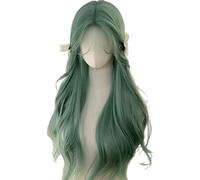 Fashionable Mint Synthetic Curly Wigs Comfortable Adjustable Strap Hairpiece For Music Festival Breathable Liner