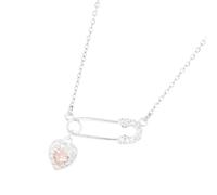 Fashionable Modern Heart Shaped Pin Necklace Elegant Sturdy Copper Jewelry Comfortable Fashion Special Gifts Ideas Two Tone Heart Charm Necklace