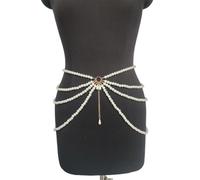 Fashionable Multilayer Waist Chain Versatile Layered Body Chains Pearl Belly Chains Character Playing Body Accessory Trendy Fashion Statement