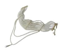 Fashionable Multilayers Pearls Necklace With Waterdrops Tassels Designs Portable For Trendy Professionals Daily Use Stylish Women's Necklace