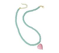 Fashionable Necklace With Heart Pendant Peach Heart Charm Collarbone Chain Trendy Candy Color Clavicle Chain Eye Catching Necklace