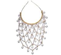 Fashionable Net Headband Pearls Handmade Wedding Cap Bridal Hat Luxury Pearl Wrap for Special Day Banquet, フリーサイズ