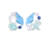 Fashionable Oceanics Earrings Set Clip On Shell Starfish Design No Piercing Occupation Fashion Ear Jewelry Oceanics Earrings for Women, フリーサイズ