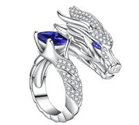 Fashionable Open Adjustable Chinese Loong Rings Decorated with Sparkling Diamonds Fashion Jewelry Accessories Lavishness Chinese Loong Hoop