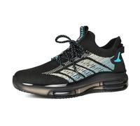 Fashionable pair trainers with lacing, breathable mesh, colour-coordinated running shoes for women, men, casual shoes with non-slip sole, versatile for everyday use, lightblue, 8 UK