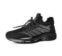 Fashionable pair trainers with lacing, breathable mesh, colour-coordinated running shoes for women, men, casual shoes with non-slip sole, versatile for everyday use, black, 5 UK