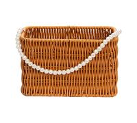 Fashionable Pearls Decoration Handwoven Storage Bin Ideal for Living Room Bedroom Organization Ergonomic Handle Shipper