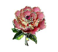 Fashionable Peony Flower Brooch Pin for Women Featuring Enameled and Pearls Versatile Accessory for Any Stylish Outfit Women’s Lapel Pin