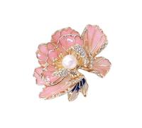 Fashionable Peony Flower Brooch Pin For Women Featuring Enameled And Pearls Versatile Accessory For Any Stylish Outfit Traditional Chinese Designs