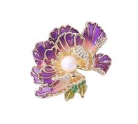 Fashionable Peony Flower Brooch Pin For Women Featuring Enameled And Pearls Versatile Accessory For Any Stylish Outfit Traditional Chinese Designs