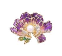 Fashionable Peony Flower Brooch Pin For Women Featuring Enameled And Pearls Versatile Accessory For Any Stylish Outfit Versatile Floral Pins