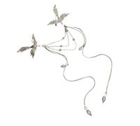 Fashionable Phoenixes Brooch Pin for Women Men Corsage Badge with Pearls and Tassels Stylish Formal Occasion Accessory